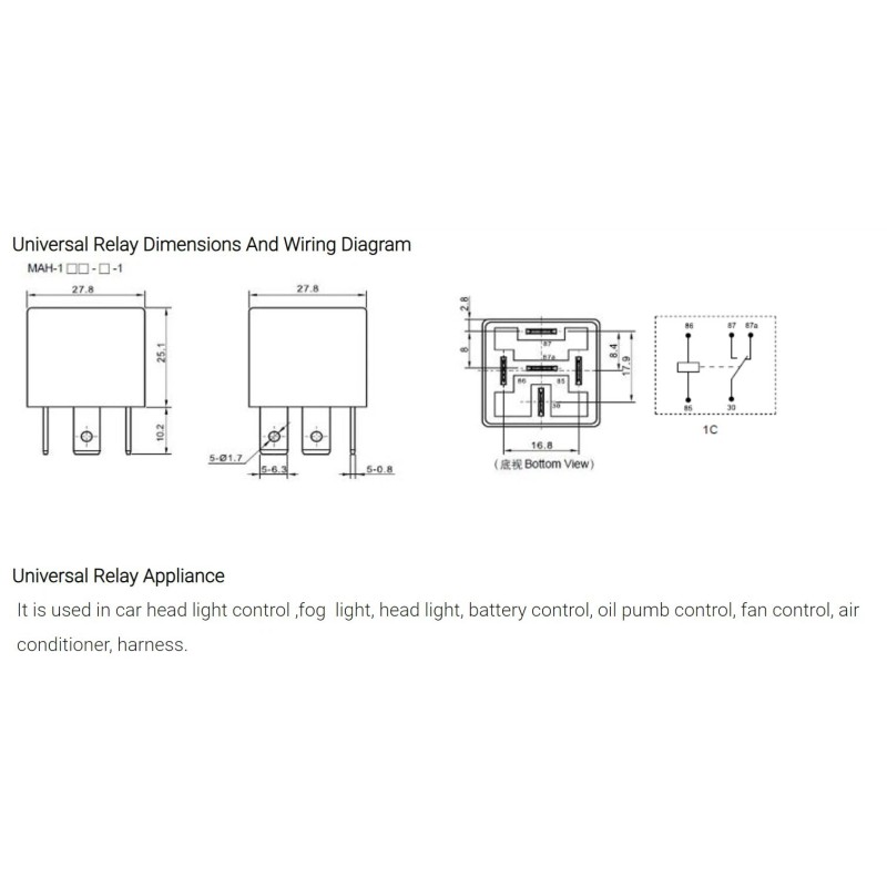MEISHUO Automotive Relay, MAH-S-112-C-3, MEISHUO, 30/40A 14VDC, 12VDC