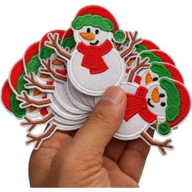 Set of 12pcs X'Mas Christmas Snowman Snow Man Body Iron On Embroidered Patches Appliques Machine Embroidery Kids Girls Boys 2.6"x2.4"