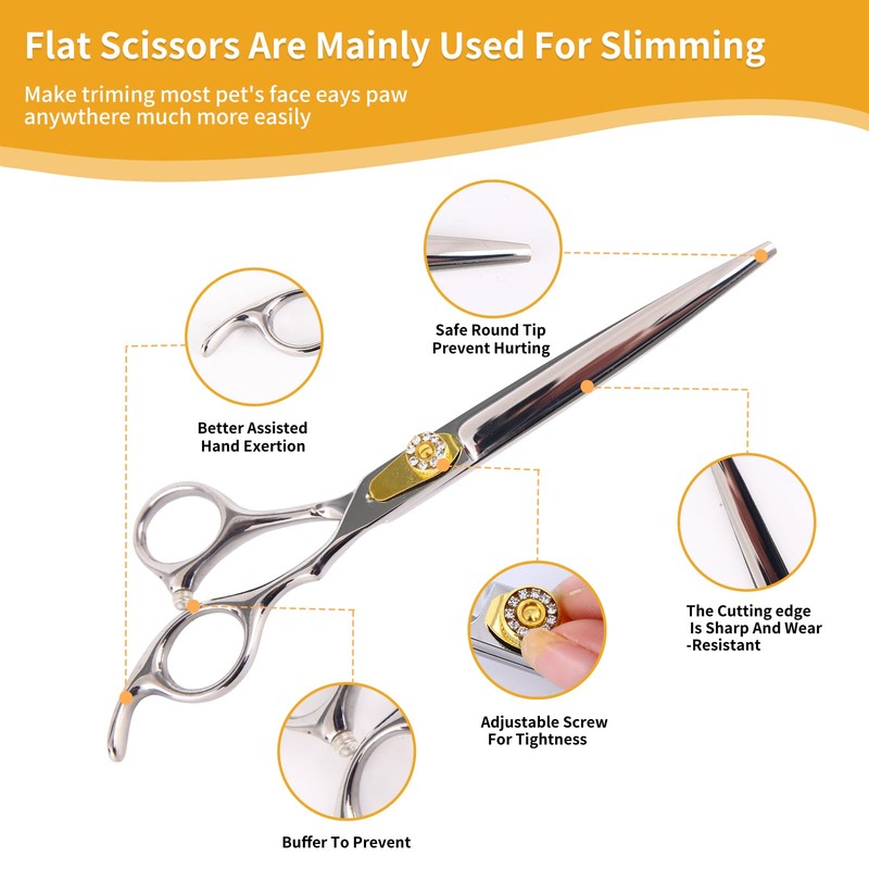 7 Inch Professional Dog Grooming Scissors Kit, 6-in-1 Pet Grooming