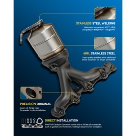 PHILTOP Catalytic Converter Stainless Steel Fit For 2009-2010 Malibu 2.4L, 2009-2010 G6 2.4L Replace 16579 Direct-Fit (EPA Compliant)