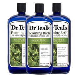 Dr. Teal's Eucalyptus & Spearmint Foaming Bath Gift Set (3 Pack, 34oz Ea.) - Relax & Relief Eucalyptus & Spearmint Blended with Pure Epsom Salt - Relieve Stress & Calm The Mind & Senses