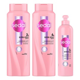 SEDAL Kit Luminous UV Luminosidad Intensa, 3 pzas Shampoo, Acondicionador y Crema para Peinar