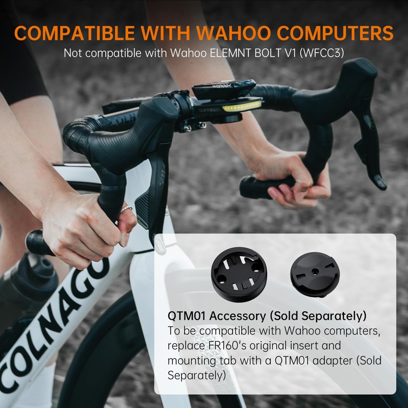 RAVEMEN FR160 Bicycle Light Compatible with Garmin/COOSPO/XOSS (Wahoo with QTM01)