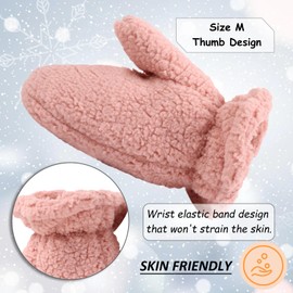 Peecabe Winter Warm Baby Mittens Infant Toddler Fleece Gloves for Boys and Girls Cozy Mittens Set 0-24 Months (M-White+Pink+Light Gray, M)