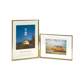 One Second Photo Frame Interior Frame Multiple Glass Simple Vintage Style L Size Postcard Multi-Sided Metal Frame 2 Windows ONE SECOND