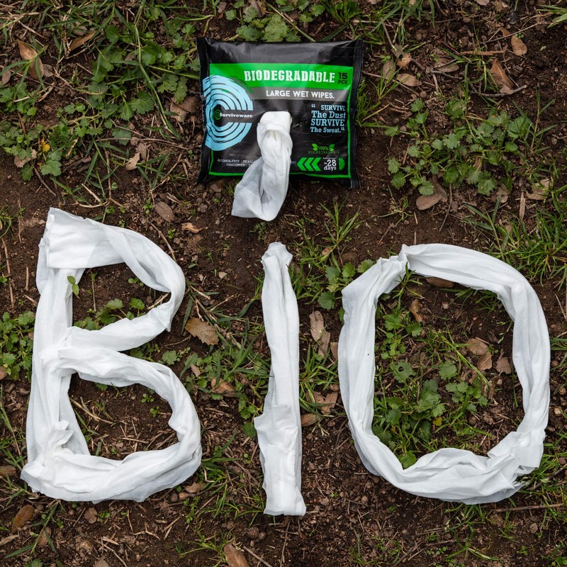 Surviveware Biodegradable Wipes Men or Women - Shower Wet Wipes