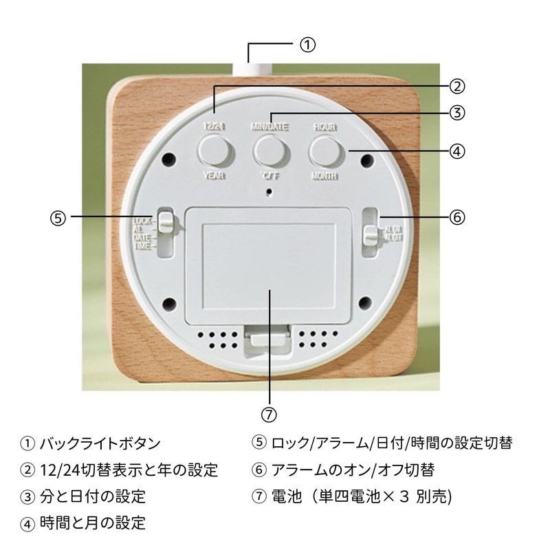 Table Clock, Alarm Clock, Digital Clock, Wooden, Natural Calendar, Temperature