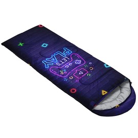 Datura home Kids Sleeping Bag for Girls,Neon Light Game Console-Lightweight Warm Portable Outdoor Indoor-Waterproof Cold Weather Resistant Sleeping Bag for Camping Hiking(Neon Light 32 * 90" inch)