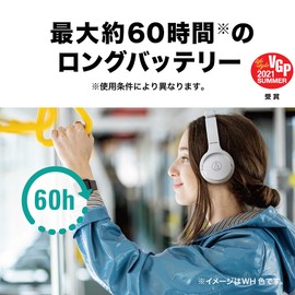 Audio-Technica ATH-S220BT WH Wireless Headphones Bluetooth Up to 60 Hours Playtime Fast Charging Low Latency Mode Multi-Point Support On-Ear Headphones Slim Domestic Genuine ATH-S220BT WH White