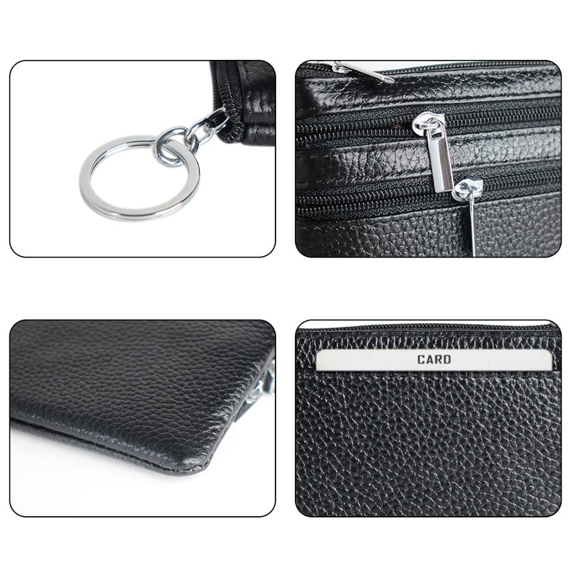 boshiho Coin Purse Coin Case 4 Pockets with Key Ring