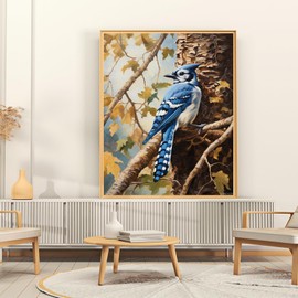 SVINOILER DIY Paint by Numbers for Adults Beginner, Oak Tree Blue Jay Nest, Paint by Numbers Kit Painting by Numbers for Adults, Drawing Paintwork with Paintbrushes No Frame 40x50cm