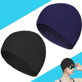 Comfortable Fabric Swimming Cap, Soft Unisex Swimming Cap, Flexible Cap for Girls, Long Hair, Men, Children, Boys, Lightweight Swimming Cap, Set of 2
