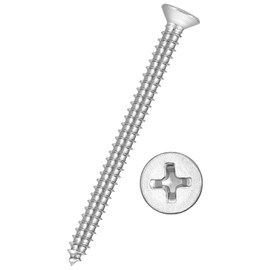 Kozelo 50pcs Phillips Flat Head Wood Screws - [#7x2"] 304 Stainless Steel Countersunk Self Tapping Screws for Furniture Assembly, Interior Trim, Outdoor Construction, Silver