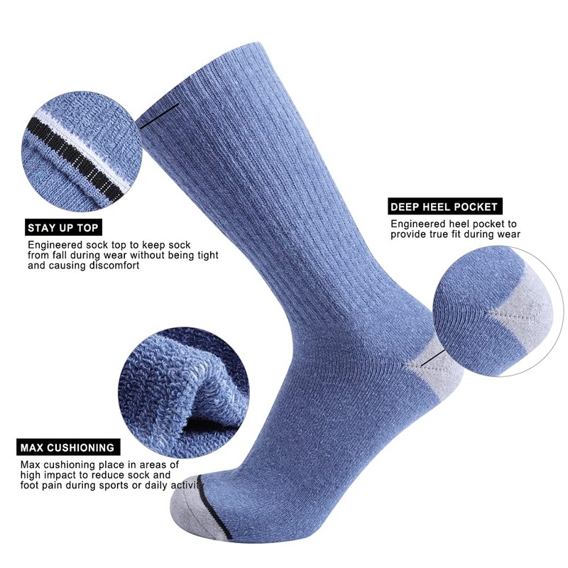 EnerWear 10P Pack Men's Cotton Moisture Wicking Heavy Cushion Crew