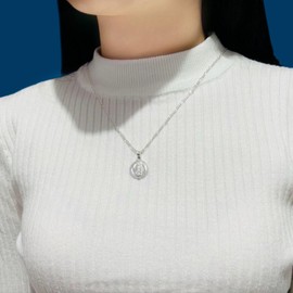 Cadena para Hombre y Mujer de Plata 925 Alejim Estilo Figaro con Dije de La Virgen de Guadalupe Collar de 50cm de largo x 2mm de ancho con Medalla Guadalupana de 1.8cm de alto x 1.6cm de ancho