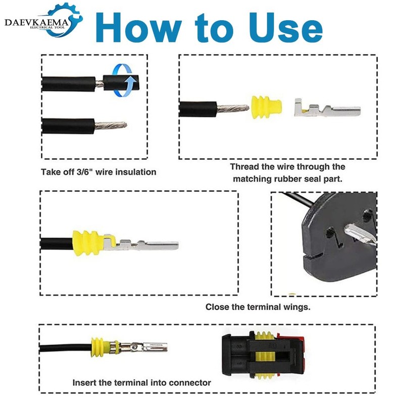 Daevkaema 352Pcs Waterproof Electrical Connector Terminals Automotive Electrical Wire Connectors