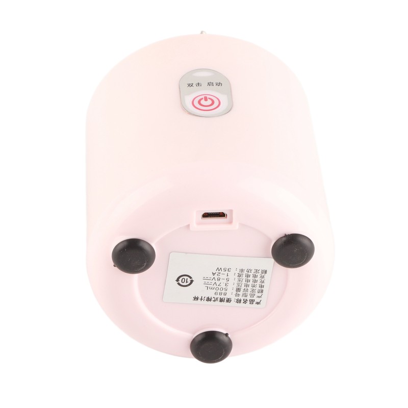 Juicer Machine Portable 500ml Mini Pink Juice Extractor 6 Leaf