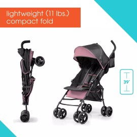 Summer Infant Lightweight Pink 3Dmini Stroller – Compact Fold, Multi-Position Recline, Canopy