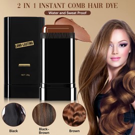 Safe and Convenient Comb Hair Dye, Portable Hair Colouring Cream, Touch up Comb, Waterproof and SweatProof Hair Dye Comb, 2 in 1 Instant Dye for Women & Men (Coffee, 1)