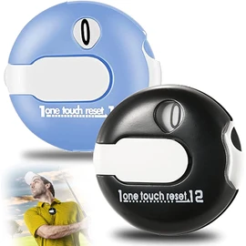 Golf Score Counter Mini Golf Stroke Touch Reset Up to 12 Shots 2 Pack Portable Mini Attachment Scorekeeper Clicker Clip to Golfers Glove Bag Hat(2 Pcs Black&Blue Mini Counter)