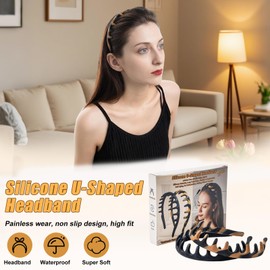 Axewqn 2 Pcs Silicone Headband for Women, Non-Slip Flexible Hairbands Comb Headband with Teeth Comfortable and Durable Hair Accessories for All Day Wear
