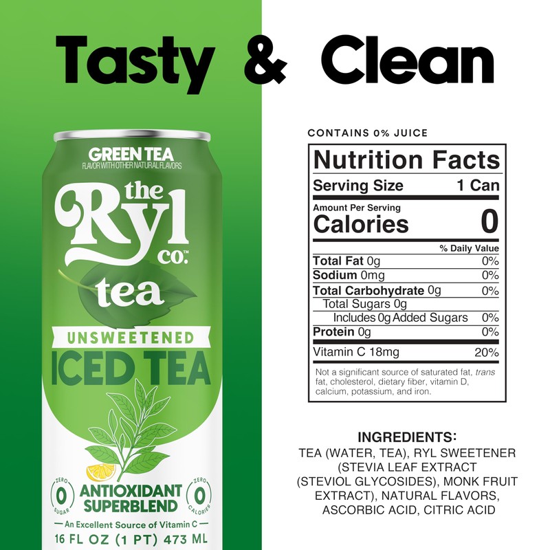 Ryl Unsweetened Green Iced Tea – Antioxidant Superblend, No Artificial