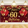 Red Black Gold 60th Birthday Banner Decorations for Men Women