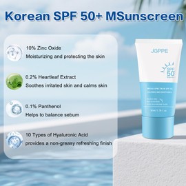 Silky Moisture Sunscreen, SPF 50+ leichte Gesichtscreme ohne Rückstände für glattere Gesichtshaut, Koreanische Sonnencreme für das Gesicht zur täglichen Anwendung