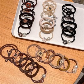 [VIISEN] Hair Scrunchie Set of 6 Hair Accessories, Stylish, Women's, Simple, Solid, Hair Accessories, Hair Clip, Ring Rubber, Simple, Cute, Elastic Hair Band, Ring Rubber, Hair Bundle, Adult,