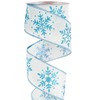 MEEDEE Blue Snowflake Ribbon White Ribbon with Blue Glitter Snowflake
