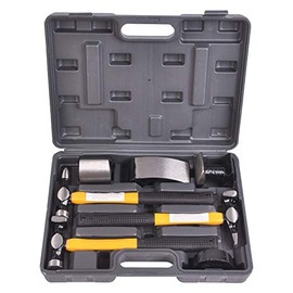 Auto Body Shaping and Forming Repair 7-Piece Kit – Fender Roller Fixer Dent Remover Tool Set with Hammer and Dolly