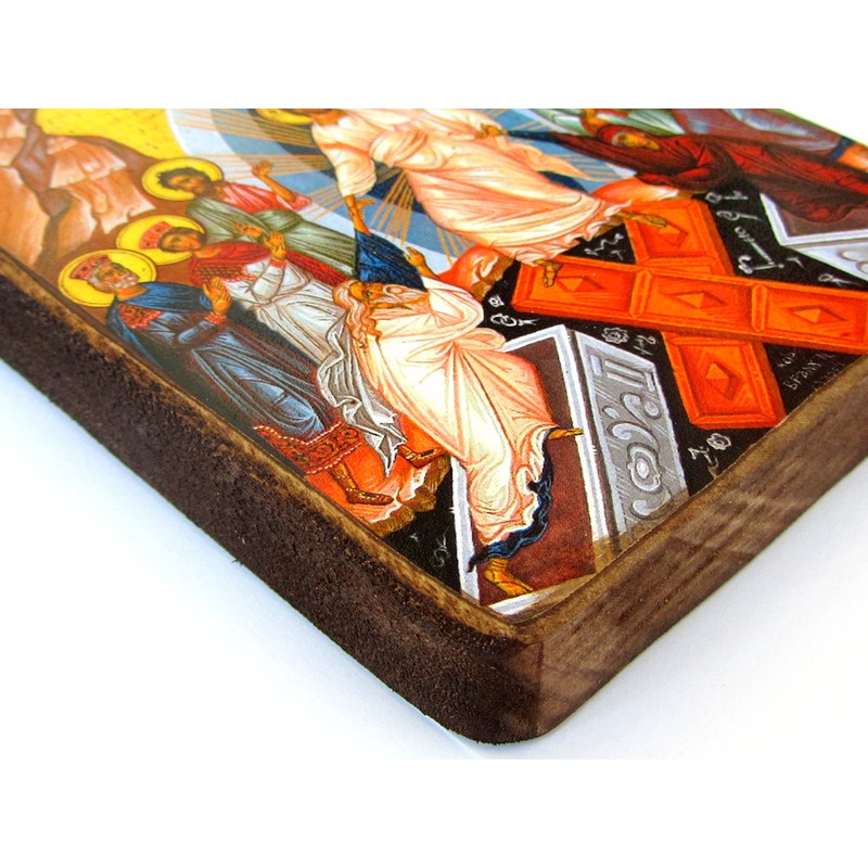Wooden Greek Christian Orthodox Wood Icon of the Resurrection /