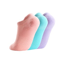 Grip Socks for Women Pilates Hospital Socks with Grips for Women Gripper Socks Non Slip Socks Womens No Slip Socks Women 3pair pink aqua purple