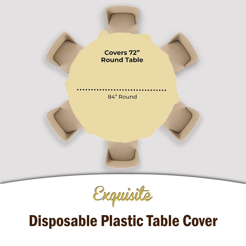 4-Pack Light Yellow Plastic Table Cloth - 84-Inch Round Disposable
