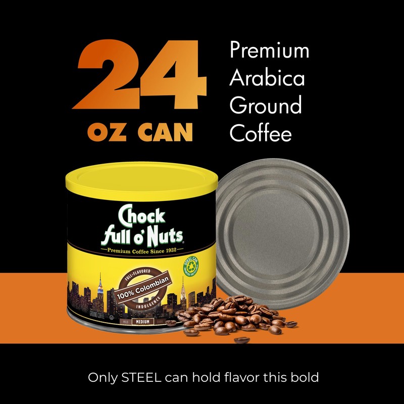 Chock Full o' Nuts Colombian Ground Coffee – Premium Beans