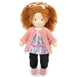 BlissfulPixie Handmade Waldorf Doll- Elsee 12", Soft Girl Rag Doll with Cute Stuffed Plush, Ideal First Doll for Babies & Toddlers