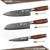 LEVINCHY Damascus Kitchen Knife Set 3 Pieces, Chef Knife/Santoku/Steak, Handmade
