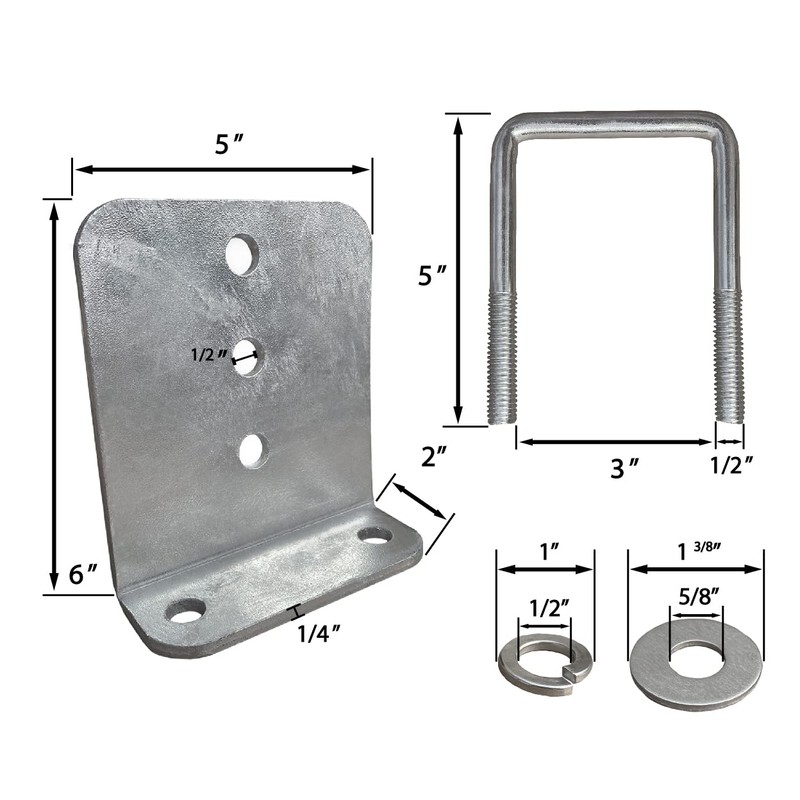 8 Pack 6" Galvanized L-Type Bunk Bracket Kit for Boat