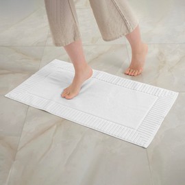 GT Globaltex Fine Linens 100% Turkish Cotton Luxurious Lux Piano Bath Mat with 600 GSM Flap OekoTex Quick-Drying Certified Cotton, Adults (20"x34") Spa-Hotel White Collection