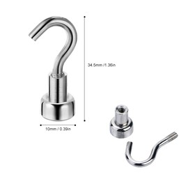Practical Heavy Duty Hanging Hook Powerful Magnetic Hooks Indoors Organization Tools for Kitchenware, Pots, Utensils, Plants, Towels, Gardening Tools, Clothes 10Pcs/Set (10 mm/0.3 Inch)