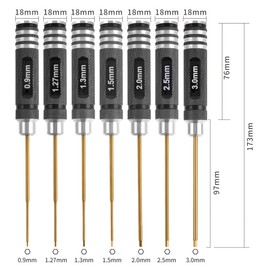 MDLHOBBY Professional RC Hex Screwdriver Set - 7PCS Precision Hexagon Allen Kit (0.9-3.0mm) for RC Car, Drone, Helicopter, Durable RC Tool Kit