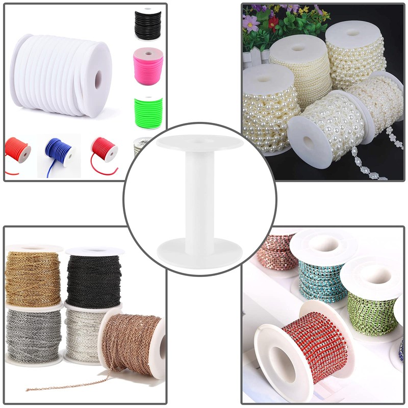 HAKZEON 30 Pack 3.7 Inch White Plastic Empty Spools, Durable