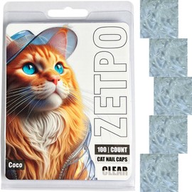 100 pcs Cat Nail Caps | Cat Claw Covers | with Adhesives and Applicators (Clear, S)