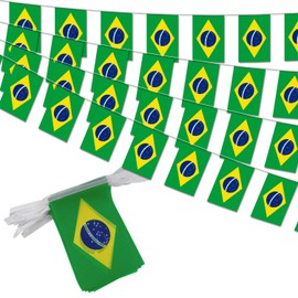Brazil String Flag Pennant Banner - 38 Flags, 42 Feet Small Mini Brazilian Flags Bunting Banner for Country Decoration, School, Party, Sports Events