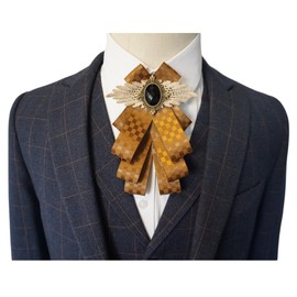 christmas bow ties for men self tie jabot collar brooch pins fashion jabot collar necktie pre tie black bow brooch (coffee net)