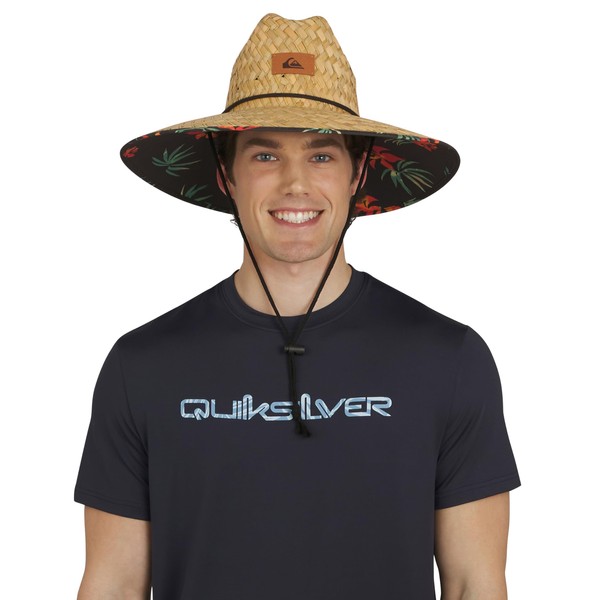 Quiksilver Men's Wide Brim Outdoor Lifeguard Straw Sun Hat, Black