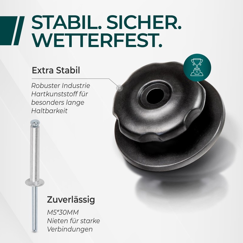 20 round buttons with rivets, tarpaulin buttons, perfect for attaching