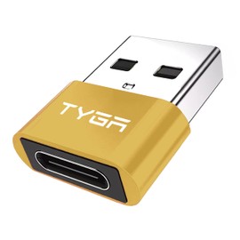 TYGA STORE USB Type C Female to USB Type A Male Adapter 2.0, Sync, Transfer, Charge, Plug & Play (1, Gold)