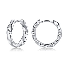 S925 Sterling Silver Hoop Earrings for Women - Small Twist Hoops Cartilage Huggie Sleeper | Hypoallergenic Helix Tragus Ear Jewelry for Girls Men, 10mm