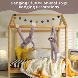 WENMOTDY - overol colgante de peluche de peluche de brazo largo para niños, nietos, amigos, familia, gris, 17 pulgadas